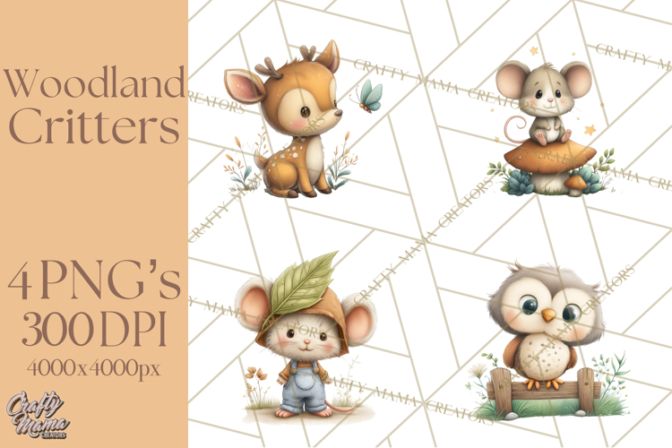 Whimsical Woodland Animals Clipart PNG, Cute Forest Creature