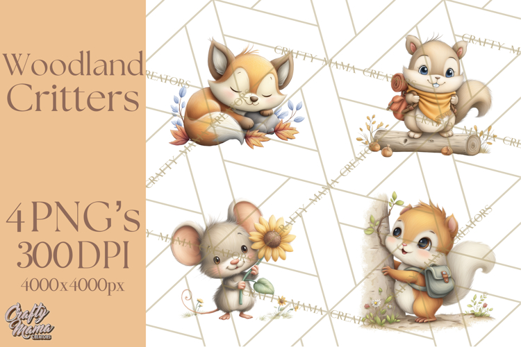 Whimsical Woodland Animals Clipart PNG, Cute Forest Creature