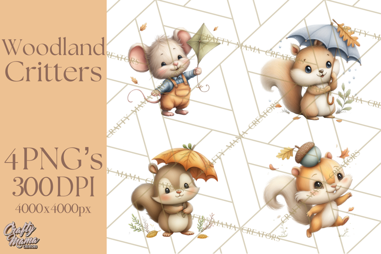 Whimsical Woodland Animals Clipart PNG, Cute Forest Creature