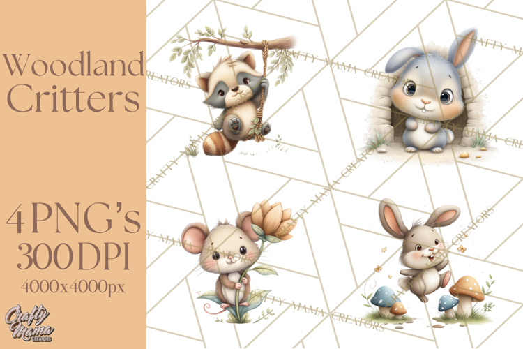Whimsical Woodland Animals Clipart PNG, Cute Forest Creature