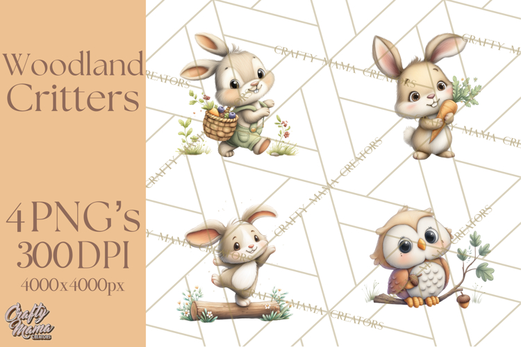 Whimsical Woodland Animals Clipart PNG, Cute Forest Creature