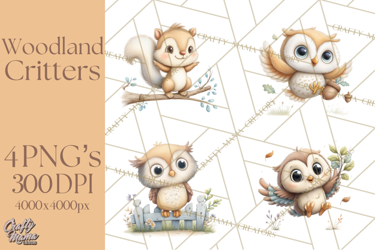 Whimsical Woodland Animals Clipart PNG, Cute Forest Creature