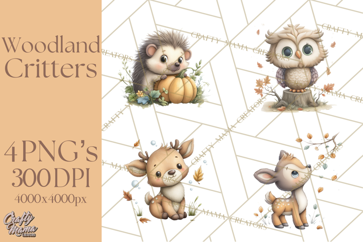 Whimsical Woodland Animals Clipart PNG, Cute Forest Creature