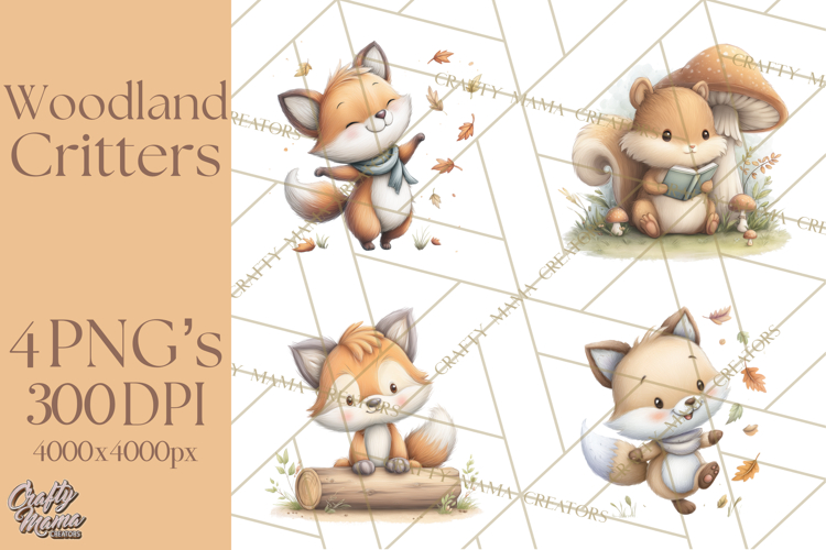 Whimsical Woodland Animals Clipart PNG, Cute Forest Creature