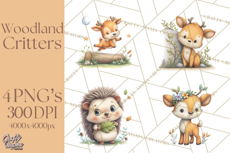 Whimsical Woodland Animals Clipart PNG, Cute Forest Creature