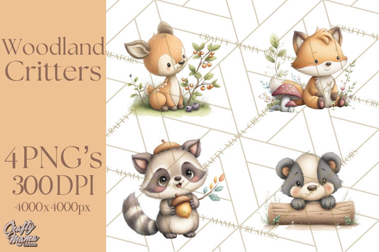 Whimsical Woodland Animals Clipart PNG, Cute Forest Creature