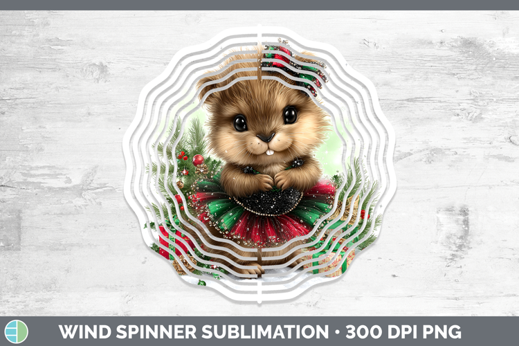 Woodland Cute Christmas Beaver Wind Spinner Sublimation Spin