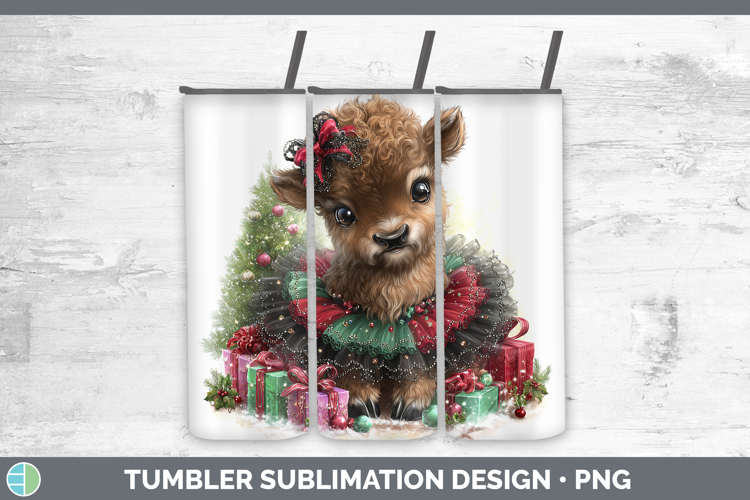 Woodland Cute Christmas Bison Tumbler Sublimation 20 oz Skin
