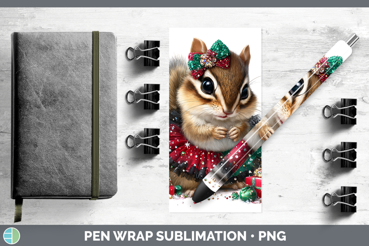Woodland Cute Christmas Chipmunk Pen Wrap Sublimation Pen De