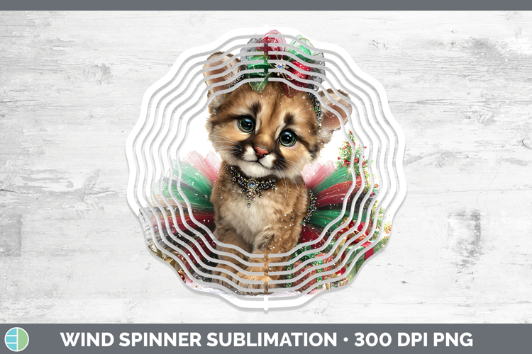 Woodland Cute Christmas Cougar Wind Spinner Sublimation Spin