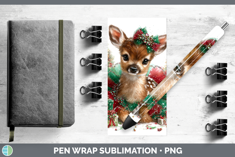 Woodland Cute Christmas Deer Pen Wrap Sublimation Pen Design