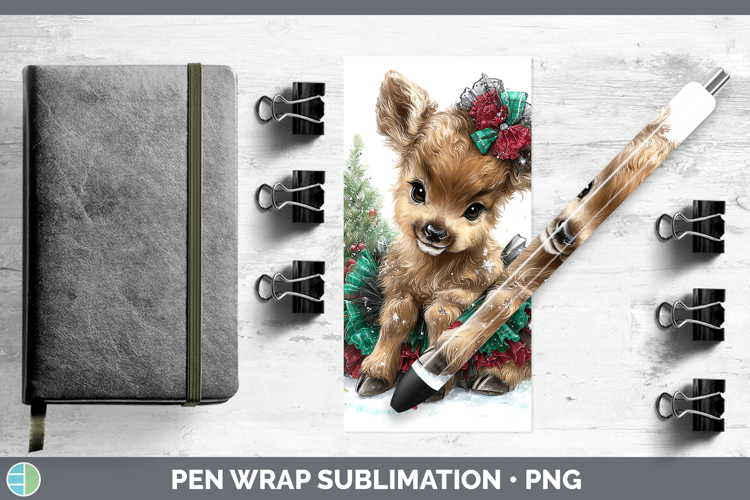 Woodland Cute Christmas Elk Pen Wrap Sublimation Pen Designs