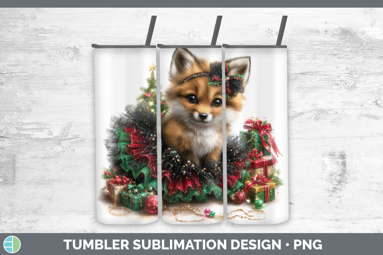 Woodland Cute Christmas Fox Tumbler Sublimation 20 oz Skinny