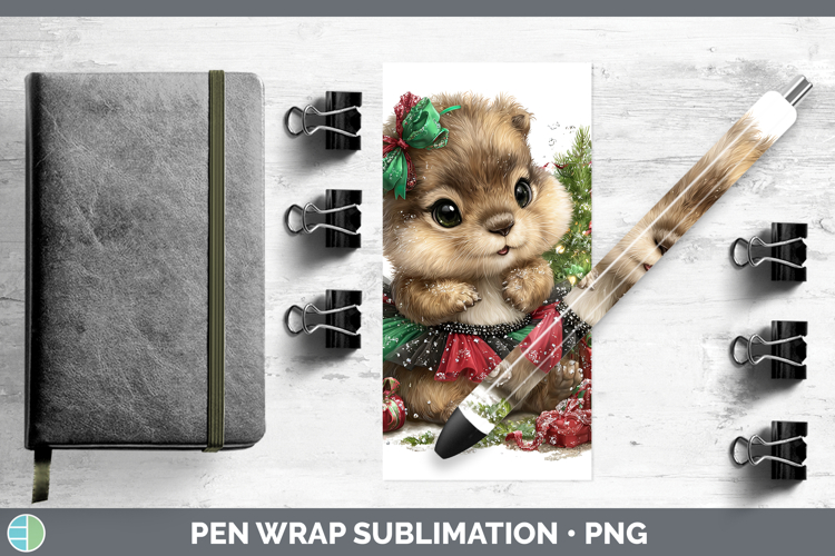 Woodland Cute Christmas Groundhog Pen Wrap Sublimation Pen D