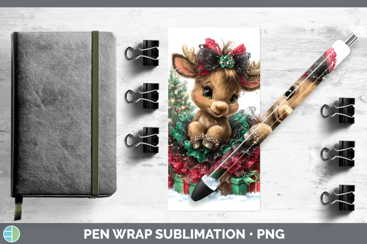 Woodland Cute Christmas Moose Pen Wrap Sublimation Pen Desig