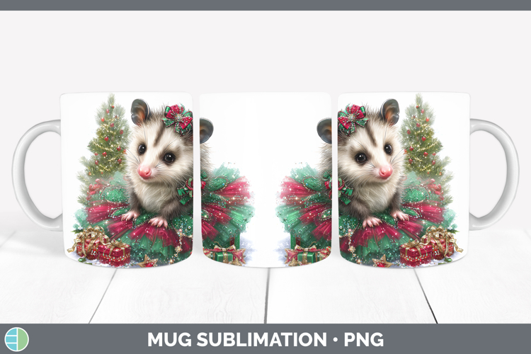 Woodland Cute Christmas Opossum Mug Wrap Sublimation Coffee