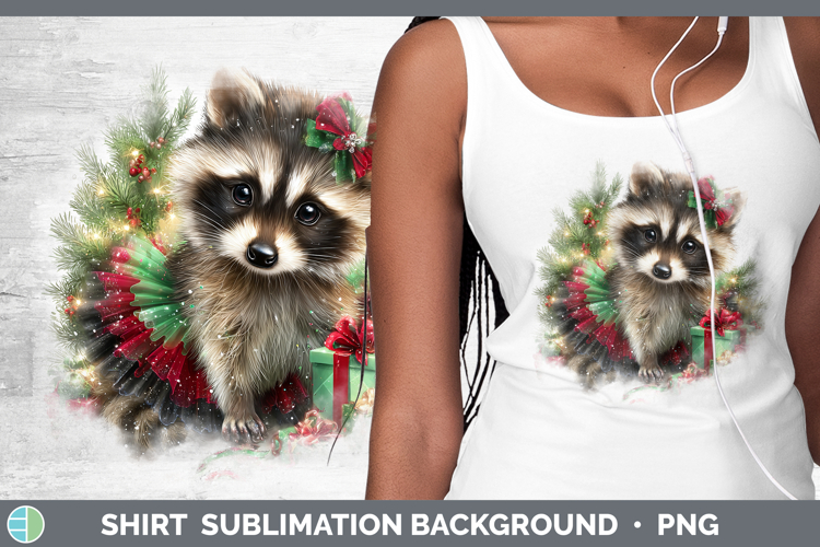 Woodland Cute Christmas Raccoon Shirt Sublimation Background
