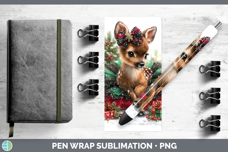 Woodland Cute Christmas Reindeer Pen Wrap Sublimation Pen De