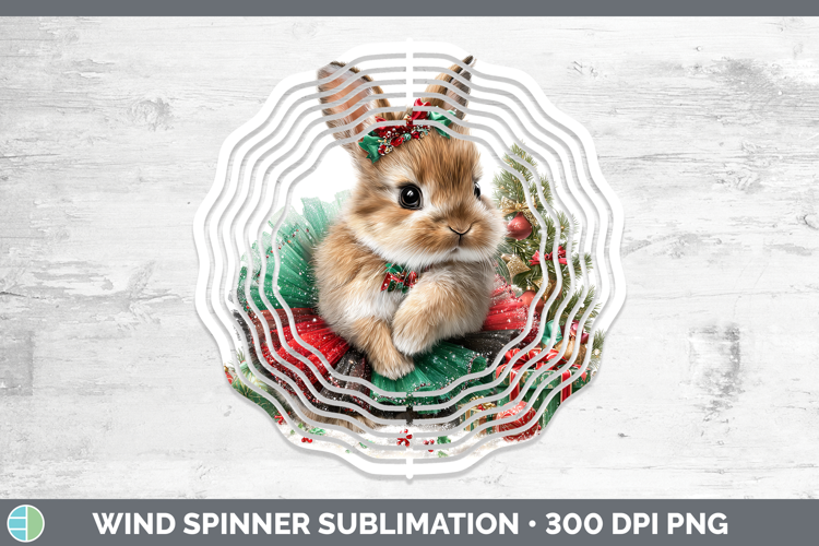Woodland Cute Christmas Snowshoe Hare Wind Spinner Sublimati