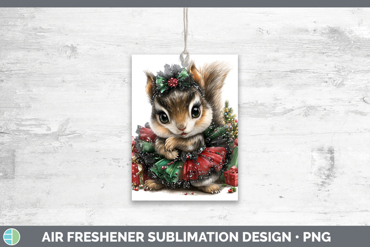 Woodland Cute Christmas Squirrel Air Freshener Sublimation C