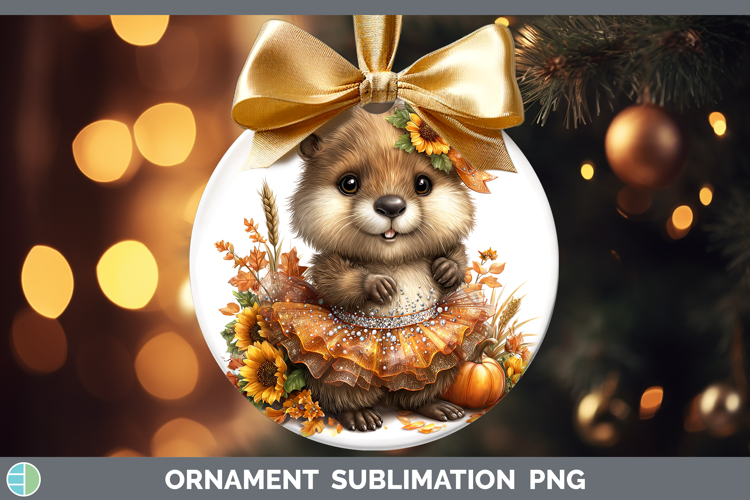 Beaver Ornament Woodland Cute Thanksgiving Sublimation Baubl