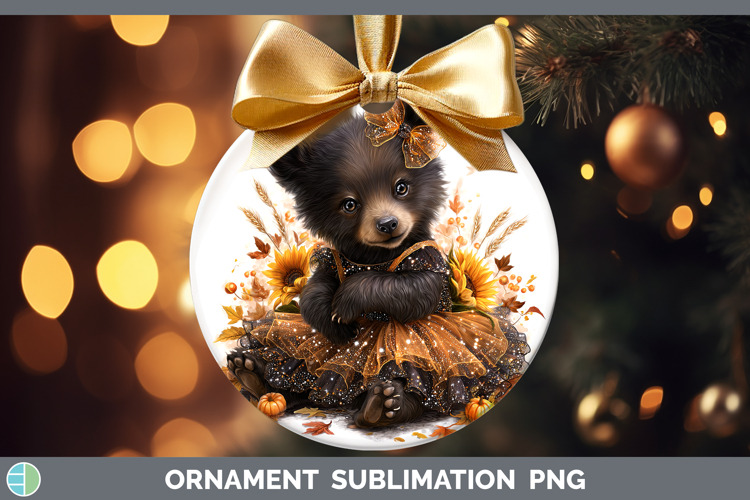 Black Bear Ornament Woodland Cute Thanksgiving Sublimation B