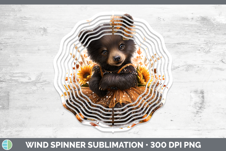 Black Bear Wind Spinner Woodland Cute Thanksgiving Sublimati