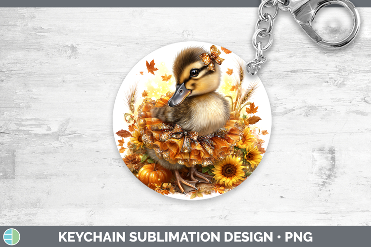 Duck Keychain Woodland Cute Thanksgiving Sublimation Keyring