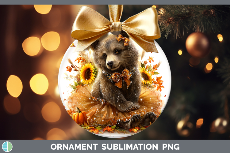 Grizzly Bear Ornament Woodland Cute Thanksgiving Sublimation