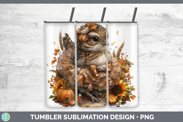 Grouse Tumbler Woodland Cute Thanksgiving Sublimation 20 oz