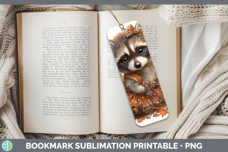 Raccoon Bookmark Woodland Cute Thanksgiving Sublimation Prin