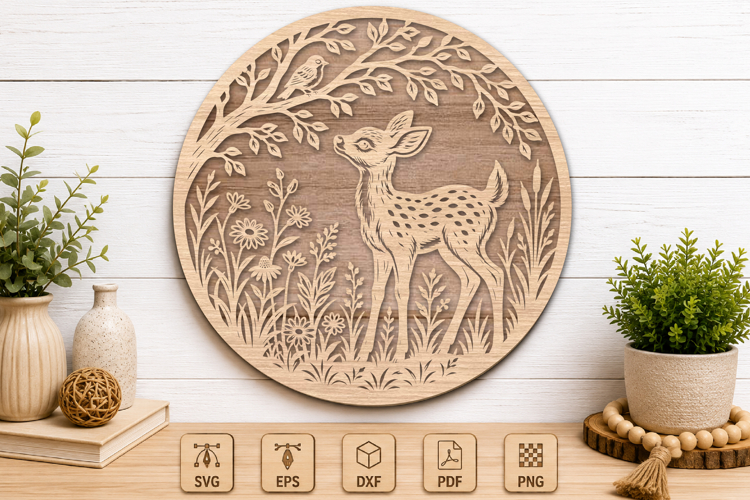 Woodland Deer Laser Cut SVG Wall Decor