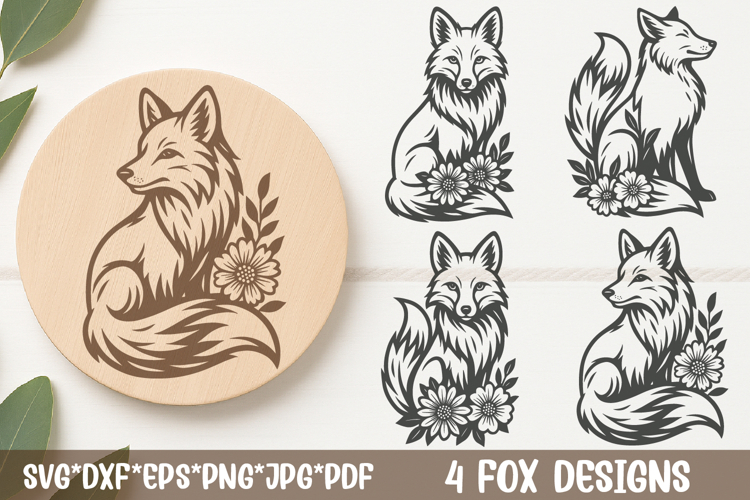 Woodland Floral Fox SVG| Foxes Laser Engraving Cut Files