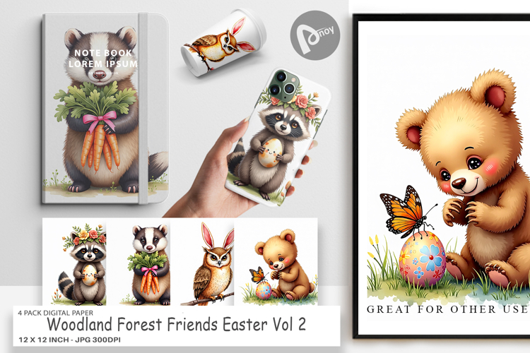 Woodland Friends Easter Digital Paper