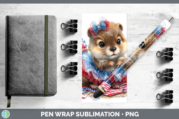 Woodland Fourth of July Beaver Pen Wrap Sublimation Pen Desi