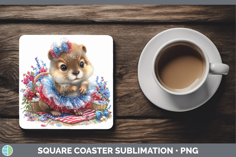 Woodland Fourth of July Beaver Square Coaster Sublimation Co
