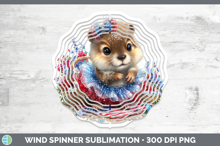 Woodland Fourth of July Beaver Wind Spinner Sublimation Spin