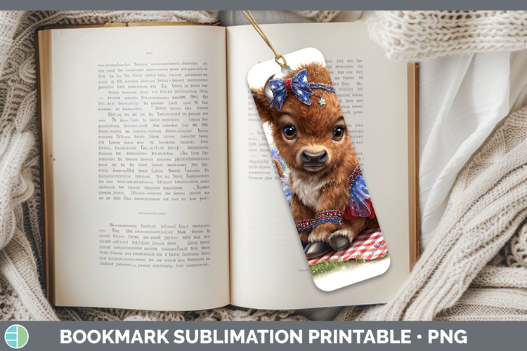 Woodland Fourth of July Bison Bookmark Sublimation Printable
