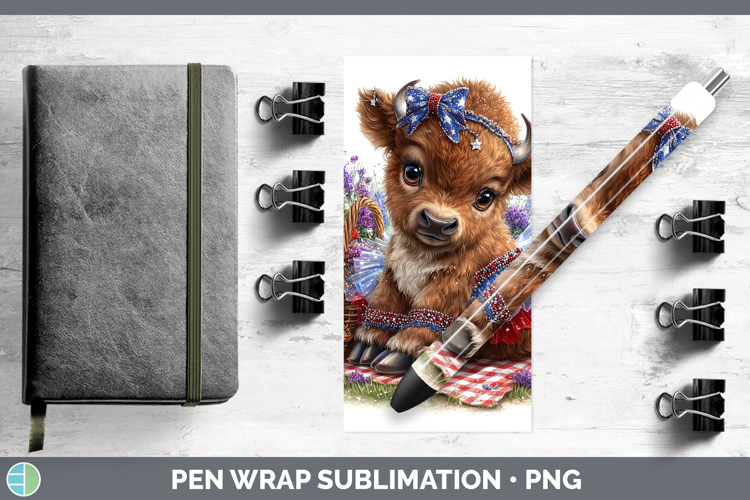 Woodland Fourth of July Bison Pen Wrap Sublimation Pen Desig