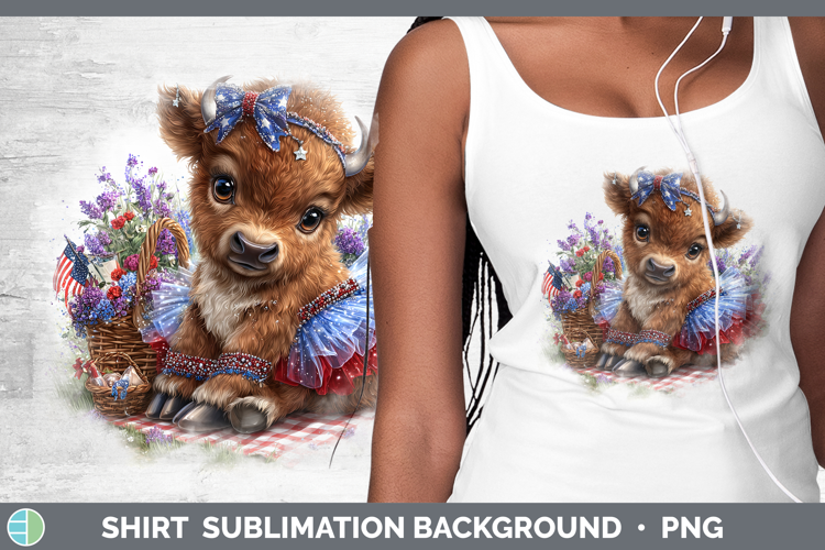 Woodland Fourth of July Bison Shirt Sublimation Background D