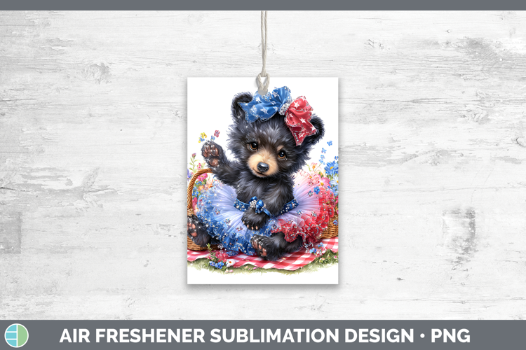 Woodland Fourth of July Black Bear Air Freshener Sublimation