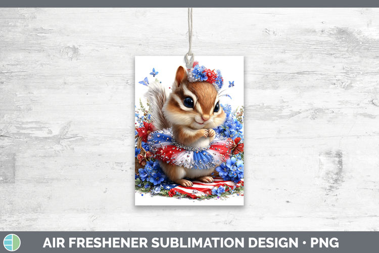 Woodland Fourth of July Chipmunk Air Freshener Sublimation C