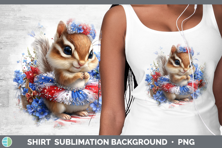 Woodland Fourth of July Chipmunk Shirt Sublimation Backgroun