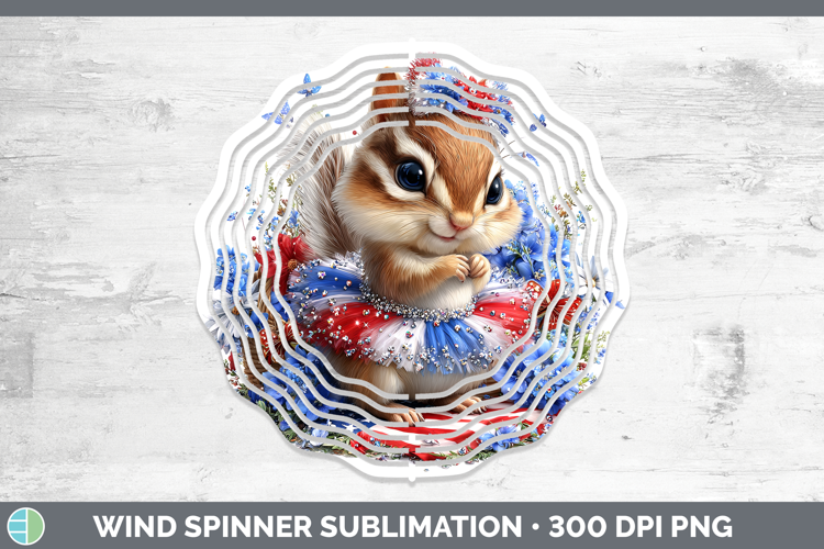 Woodland Fourth of July Chipmunk Wind Spinner Sublimation Sp