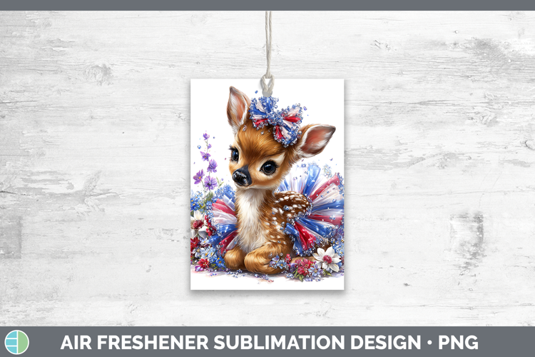Woodland Fourth of July Deer Air Freshener Sublimation Car F