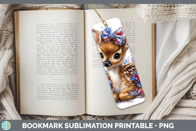 Woodland Fourth of July Deer Bookmark Sublimation Printable