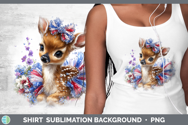 Woodland Fourth of July Deer Shirt Sublimation Background De