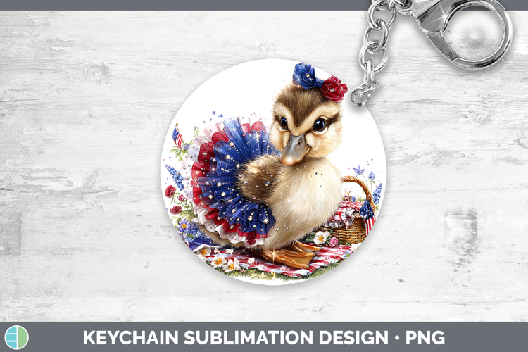 Woodland Fourth of July Duck Keychain Sublimation Keyring De