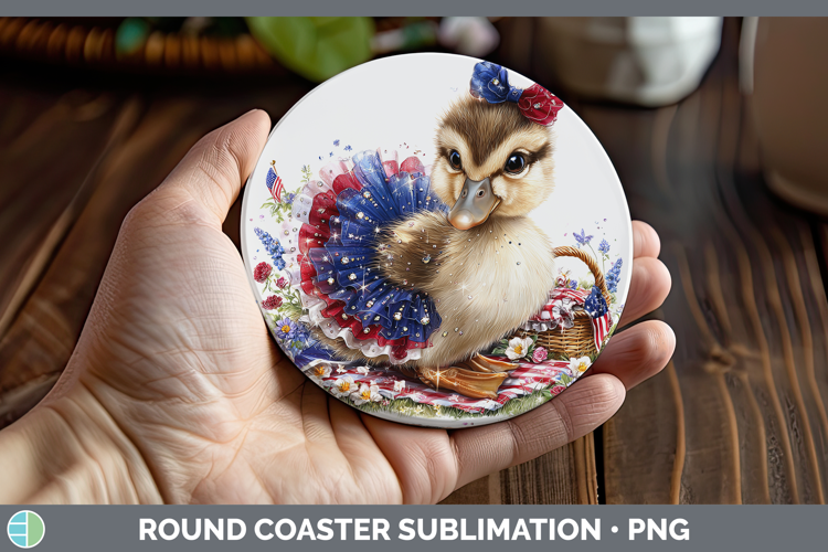 Woodland Fourth of July Duck Round Coaster Sublimation Coast