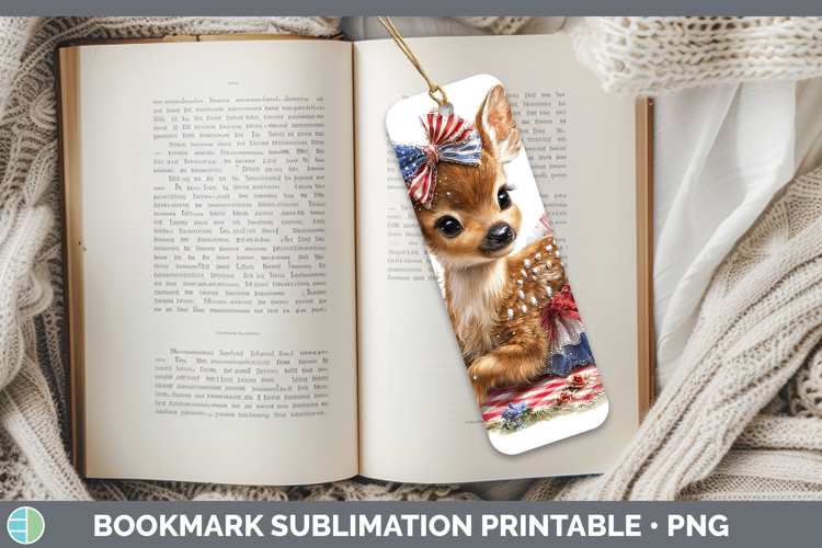Woodland Fourth of July Elk Bookmark Sublimation Printable D